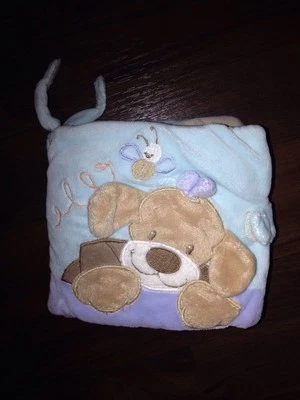 Nattou pram fabric book buggy book crackles mirror dog animals colorful blue dog - Image 1 of 4