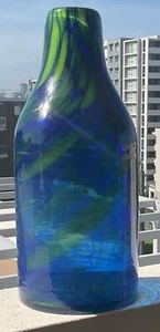 Azul cobalto con barras de verde? Jarrón cristal Murano 47 cm h 5kg - Imagen 1 de 8