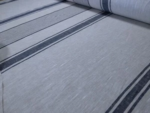Striped linen tablecloth. Washed natural handmade Linen Tablecloth - Picture 1 of 17