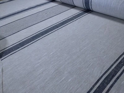 Striped linen tablecloth. Washed natural handmade Linen Tablecloth - Image 1 of 4