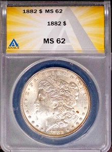 1882 $1 Silver Morgan Dollar MS 62 ANACS # 7786739 + Bonus - Picture 1 of 2