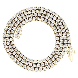 10K Yellow Gold 1 Row Diamond Tennis 3.25mm Choker Chain 18" Necklace 2.75 CT. - Picture 1 of 7