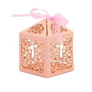 10 Deko Schachteln Boxen mit Kreuz Motiv für Taufe Kommunion Konfirmation Rosa - Bild 1 von 1