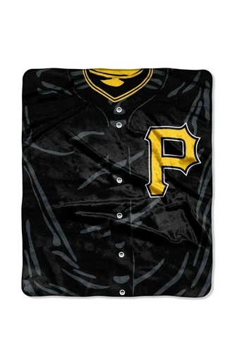 MLB Pittsburgh Pirates Royal Plush Raschel Throw Blanket Size 50" X 60" Cover
