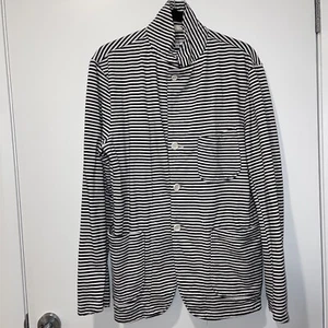 Engineered Garments Border Jacket Black and White Stripes Made In USA Size M - Picture 1 of 4