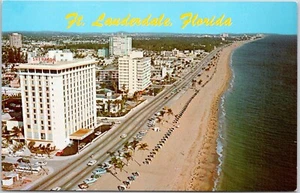 Beach Ariel View Ft. Lauderdale FL Vintage Postcard - Lot of 2 - Sheraton Hotel - Picture 1 of 2