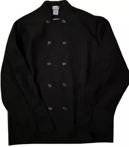 2 Kochmantel Schwarz Langarm Zweireiher Herren LARGE Waiter Expo NEU - Bild 1 von 6