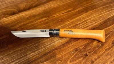 Opinel No. 12 Carbone - Carbon Steel Folding Pocket Knife, Beechwood Handle, 4.8 - Image 1 of 2