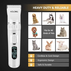 Dog Clippers 3-Speed Low Noise Cordless Pet Grooming Tools Small Large Pet white - Picture 1 of 8