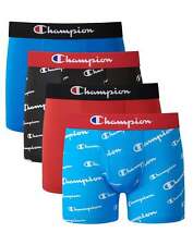 Champion Boxer Brief 4 Pack Boy Everyday Active Moisture-Wicking Blue/Red/Script