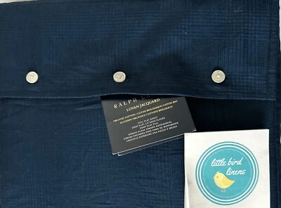 Sábana plana completa Ralph Lauren azul marino Lovan Jacquard 100 % algodón orgánico 300 TC Foto 1 de 4