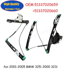 Set of 2 Front Window Regulator For 2001-2005 BMW 325i 2000 323i - Picture 1 of 9