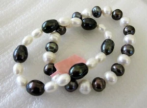 Weiß & Pfau Süßwasser Kartoffel Perlen Armband 2er Set Armbänder - Bild 1 von 3