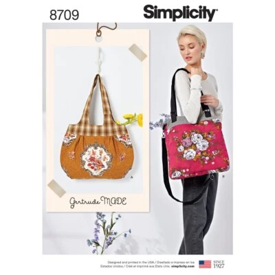 Simplicity 8709 BAGS Simplicity Sewing Pattern 2 SIZES Cross Body & Tote - Image 1 of 4