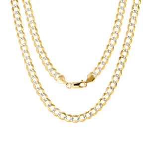 Solid 10K Mens Yellow Gold 6mm Diamond Cut Pave Cuban Curb Chain Necklace 28" - Picture 1 of 12