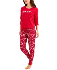 Family PJs Women Merry Christmas Trees 2PC Pajama Set Sleepwear Holiday Size XL - Picture 1 of 2