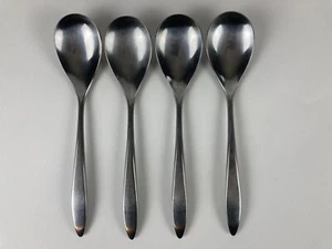 4 VTG MCM Oxford Hall Libra Pattern Stainless Steel Soup Spoons 7 5/8" Japan - Picture 1 of 14