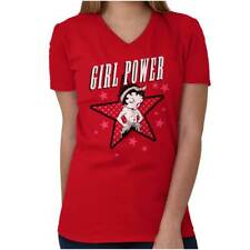Licensed Betty Boop Girl Power Feminist Retro Women V Neck Short Sleeve T Shirts