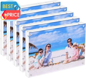5 Pack Acrylic Picture Frame 5X7 Clear Double Sided Magnetic Picture Frameless D - Picture 1 of 12