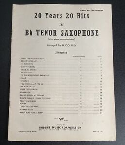 Vintage Sheet Music 20 Years 20 Hits Bb Tenor Sax Hugo Frey Paperback Book 