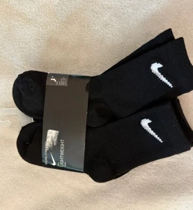 Nike Kids Socks Crew Lightweight Black Nike Socks Kids 6 Pair Size 13C - 3Y NWT - Picture 1 of 9