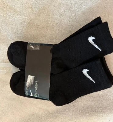 Nike Niños Calcetines Crew Ligeros Negros Nike Calcetines Niños 6 Pares Talla 13C - 3Y Nuevos con Etiquetas Foto 1 de 4