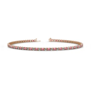 Rhodolite Garnet Diamond 2.00 ctw Women Tennis Bracelet 14K Rose Gold JP:123970 - Picture 1 of 4