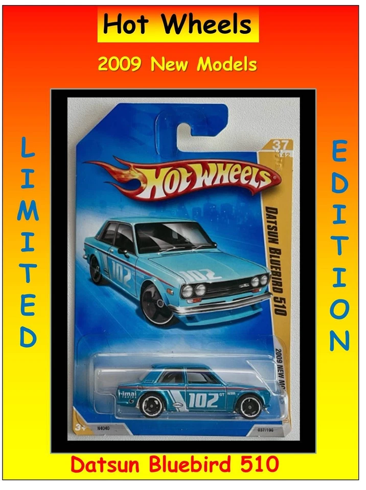 Hot Wheels 2009 New Models #37/42 Datsun Bluebird 510 Sedan Blue - Image 1 of 1