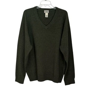 L.L. Bean 100% Lambswool V-Neck Sweater Men’s XL Regular Olive Green - Picture 1 of 8