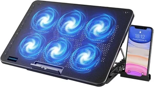 LIANGSTAR Laptop Cooling Pad 6 Lüfter, 7-stufiger Ständer, USB-Anschlüsse für 12-17" Laptop - Bild 1 von 7