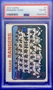 1973 Topps Rangers Squadra PSA 6 GC595 - Foto 1 di 2