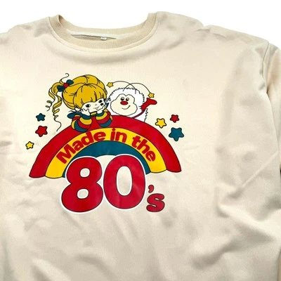 RAINBOW BRITE NUEVO Mujer XXL Hecho en los 80’s Crema Sudadera Twink Sprite Acogedora Foto 1 de 4