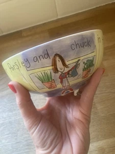 WHITTARD OF CHELSEA BOWL GARDENING THEME 2003 PARSLEY THYME CHIVE HAND PAINTED - Picture 1 of 6