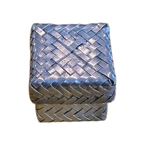 Vintage 925 STERLING SILVER TANE TAXCO MEXICO WOVEN BASKET  - Picture 1 of 6