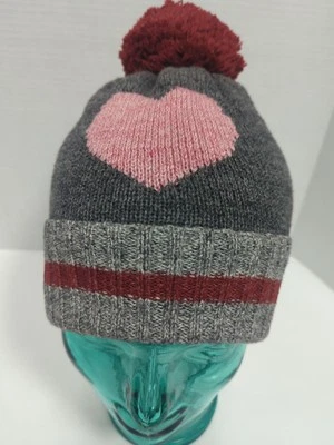 Gorro Baby Gap Niñas Talla S/M Tejido Corazón Puño Gris Granate Foto 1 de 4