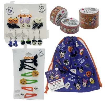 Halloween Mickey & Friends Mini Drawstring Bag, Earrings, Hair Clips & Tape Set - Image 1 of 4