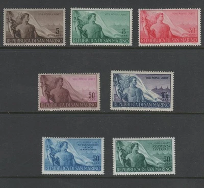 San Marino 1948 / 1956 Laborer & Flag Sc 272-276, 373-374 NH CV $116 - image 1 of 2