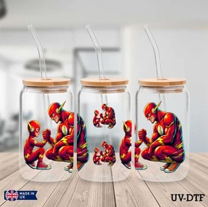 The Flash and Son UV DTF Sticker - 16oz Libbey Can Glass Wrap zs57 - Picture 1 of 2