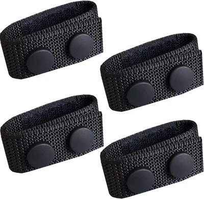 4 Pcs Nylon Duty Belt Keepers - Double Snaps for 2'' Wide Police Duty Belt, Blac