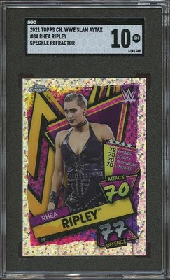 Rhea Ripley 2021 Topps Chrome Slam Attax Speckle Refractor 2nd Year WWE SGC 10 - Image 1 of 2