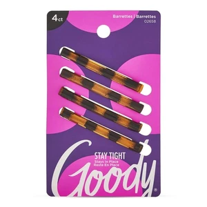 Goody Stay Tight Hair Barrettes, 4 Ct, Mock 4 Count (Pack of 1), Tortoise  - Imagen 1 de 5