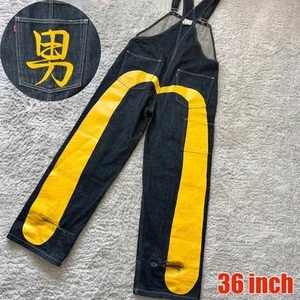 EVISU Daikoku Double Knee Denim Overalls W36 Seagull Embroidered Used - Picture 1 of 10