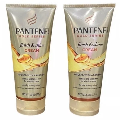 Pantene Gold Series Finish & Shine Cream PRO-V infundido con aceite de argán 6 oz lote de 2 Foto 1 de 4