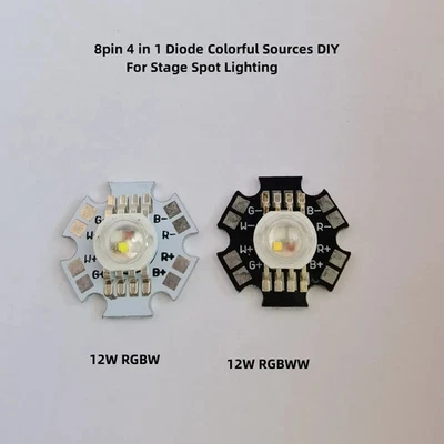 4W 12W High Power LED Beads Lamp RGBW RGBWW 8pin 4 in 1 Diode Colorful Sources - Image 1 of 4