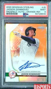 2020 JASSON DOMINGUEZ ROOKIE AUTOGRAPH PROSPECT ORANGE REF BOWMAN #JD PSA 9 - Picture 1 of 2