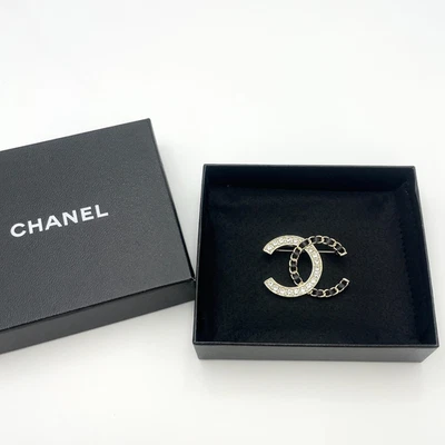 Auténtico broche Chanel grande de cuero con estrás marca de coco negro B25B con caja BA120156 Foto 1 de 4