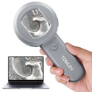 TOMLOV P10 100X Pocket Microscope, 2'' LCD, Lighted Loupe for Coins, Trichome - Picture 1 of 16
