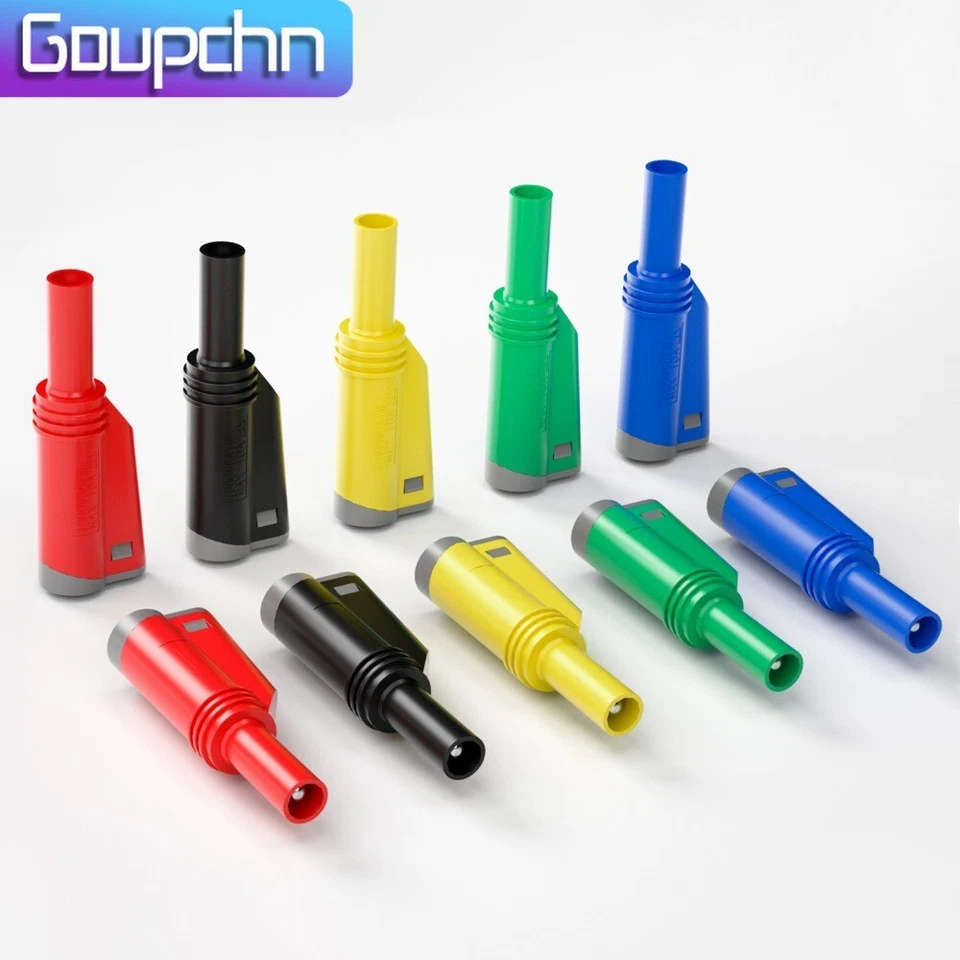 GOUPCHN 10PCS 4mm Shrouded Banana Plug Fully Insulated Stackable Safety Male Connector