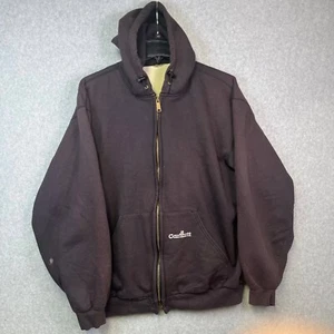 Carhartt Hoodie Men's XL Brown Full Zip Thermal Lined Faded Workwear Sweatshirt - Picture 1 of 8