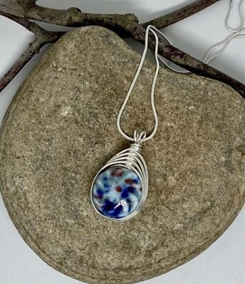 Ceramic Bead and Silver Pendant; Jewelry Gift; Girls Jewelry; Handmade - Image 1 of 4